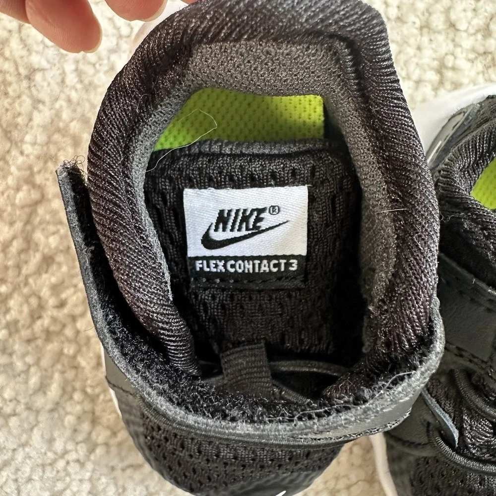 Nike Toddler Kids Flex Contact 3 AR4155-001 Black Hook And Loop Walking Shoes 2C